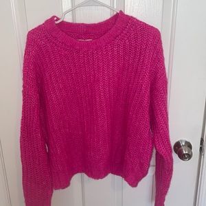 american eagle bright pink crop sweater